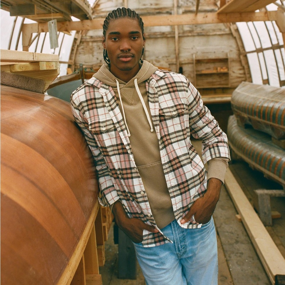 AMERICAN EAGLE - Men’s Soft Flannel Button Down Shirt